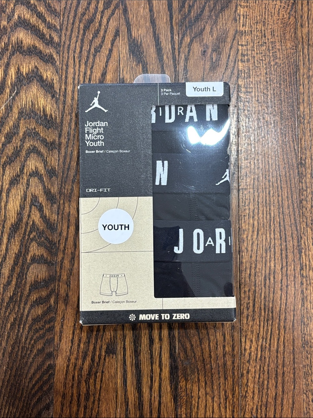 Jordan Youth Black Boxer Briefs – 3-Pack size L